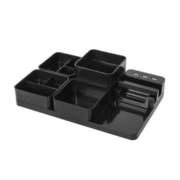 Simply Essential 7.1-Inch x 10.8-Inch USB Charging Desk Organizer in Black - Picture 6 of 7